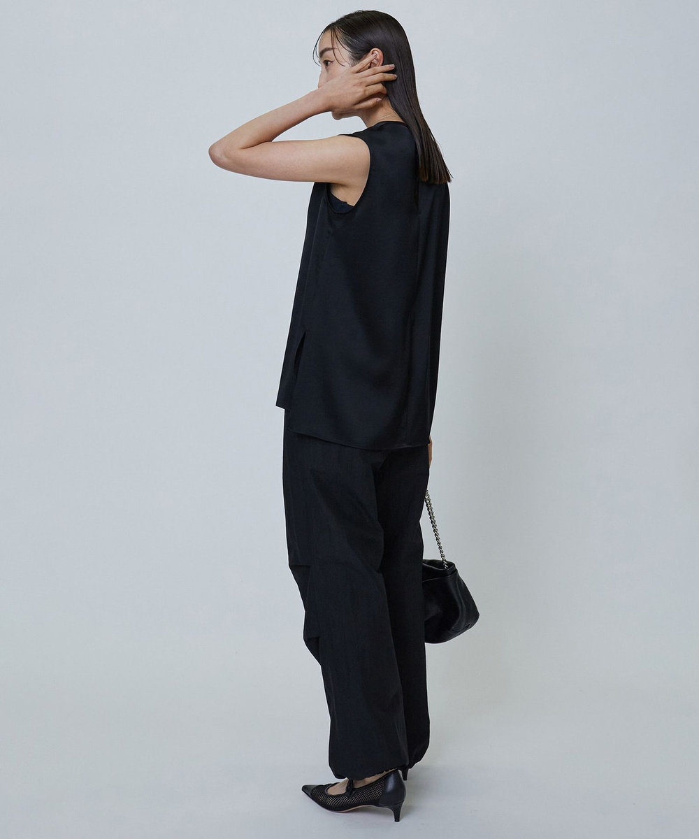1er Arrondissement コットンナイロンパラシュートパンツ ブラック