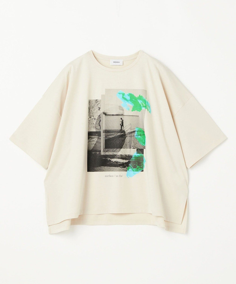 MOGA ハイゲージ天竺オリジナルプリントＴシャツ ライトベージュ