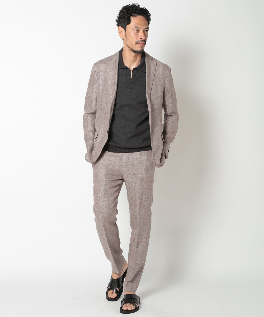 MEN'S BIGI LIBERTYプリントスキッパーニットポロシャツ ブラック