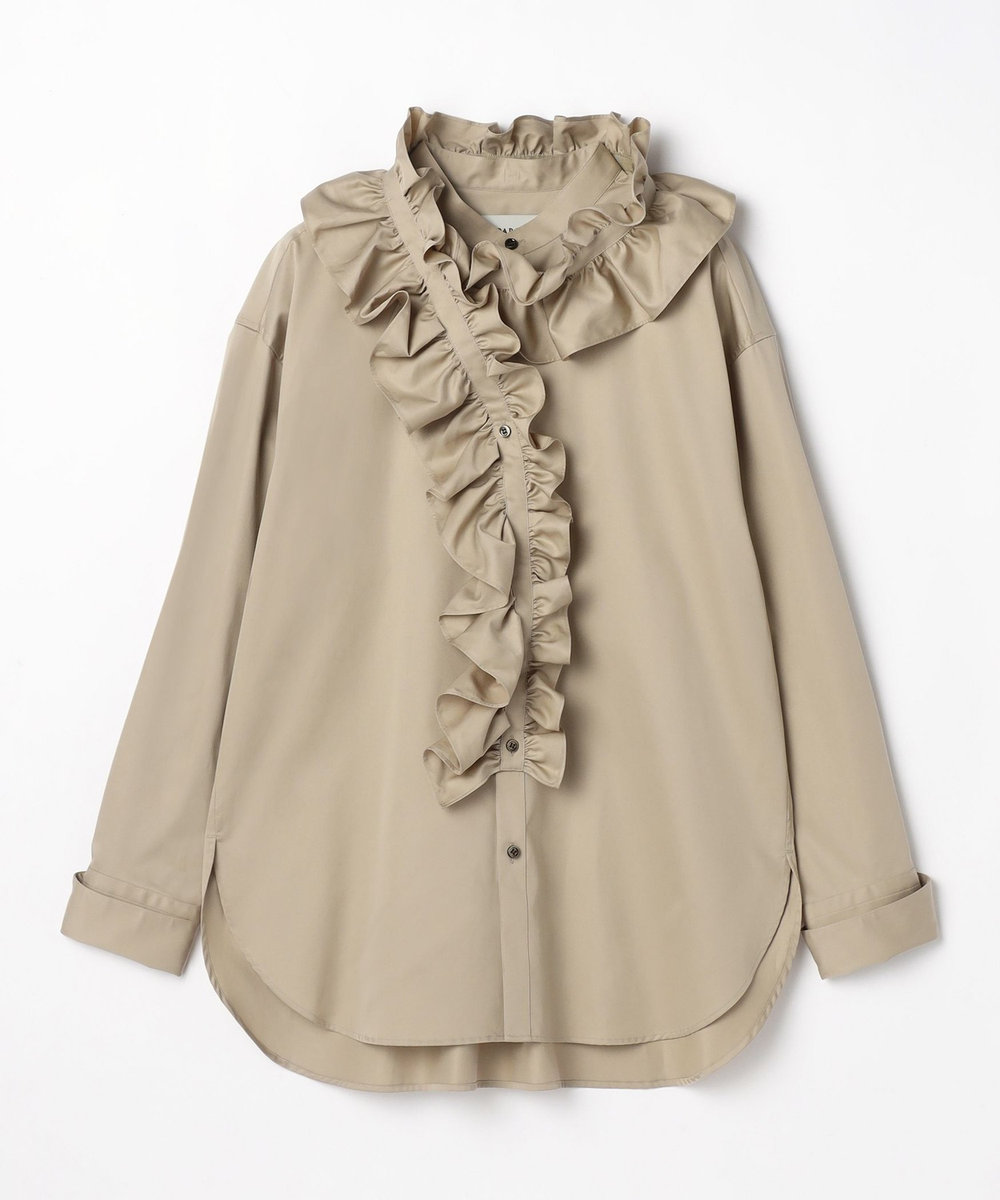 DÉPAREILLÉ COTTON RUFFLE BOW SHIRT / コットンラッフルボウシャツ ベージュ