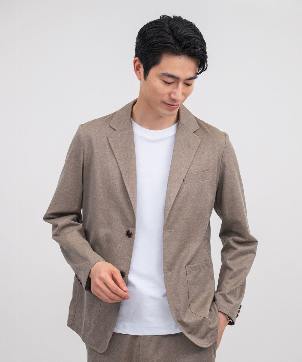 MEN'S BIGI Begin6月号掲載【COVEROSS W/カバロスダブル】別注 リカバリーセットアップジャケット＜血行促進/抗酸化作用/遠赤外線効果/ストレッチ＞ ベージュ