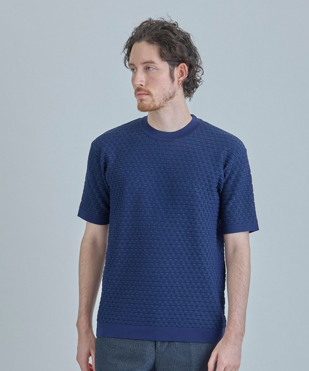 MEN'S BIGI 【ACTIVE TAILOR】ブリスターニットジャカードＴシャツ＜通気性/速乾性＞ ネイビー