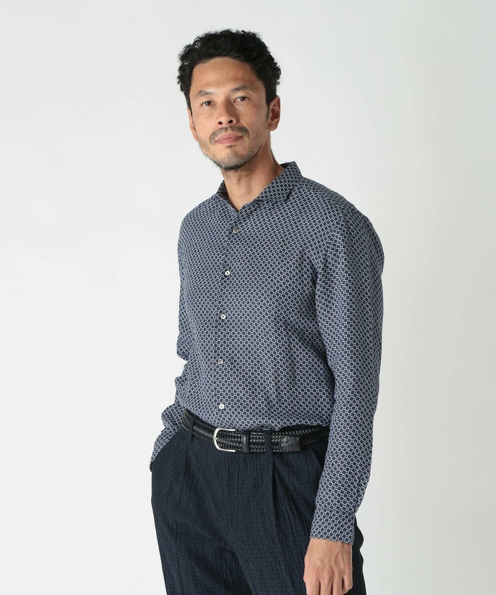 MEN'S BIGI 【CANCLINI/カンクリーニ】プリントショートポイントシャツ ネイビー