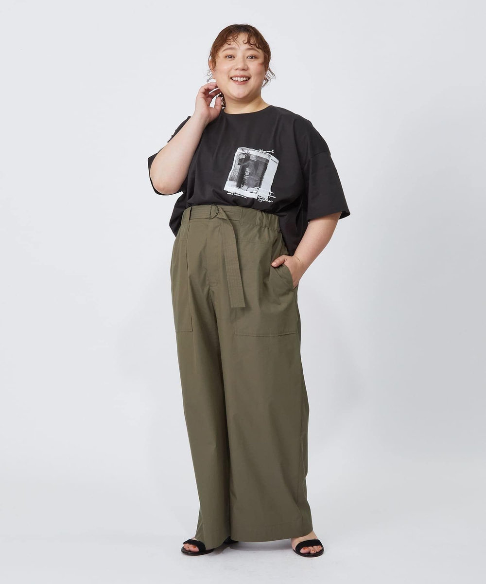 MOGA Lサイズ（大きいサイズ） 【大きいサイズ】ハイゲージ天竺フォトプリントTシャツ チャコールグレー