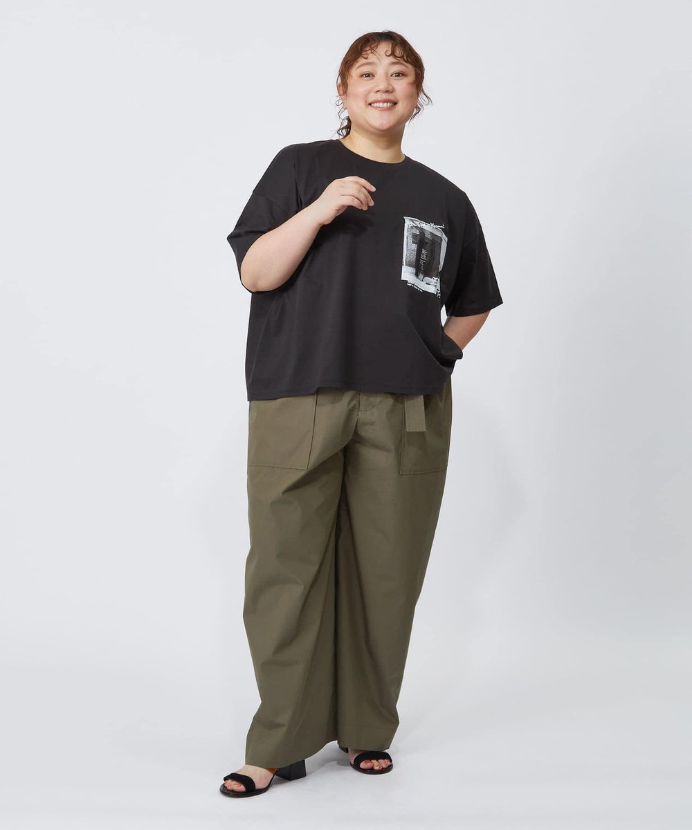 MOGA Lサイズ（大きいサイズ） 【大きいサイズ】ハイゲージ天竺フォトプリントTシャツ チャコールグレー