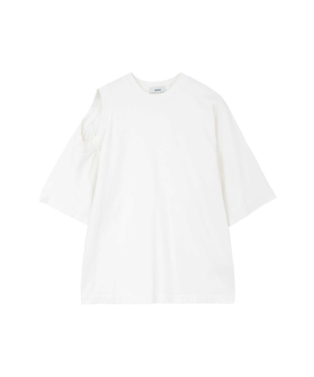 1er Arrondissement ＜AGOLDE （エーゴールドイー）＞ショルダーカットTシャツ ホワイト