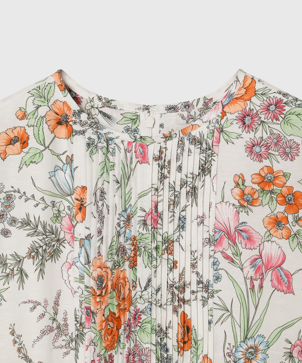 DÉPAREILLÉ LINEN COTTON FLOWER PRINT DRESS / リネンコットンフラワープリントドレス ベージュ