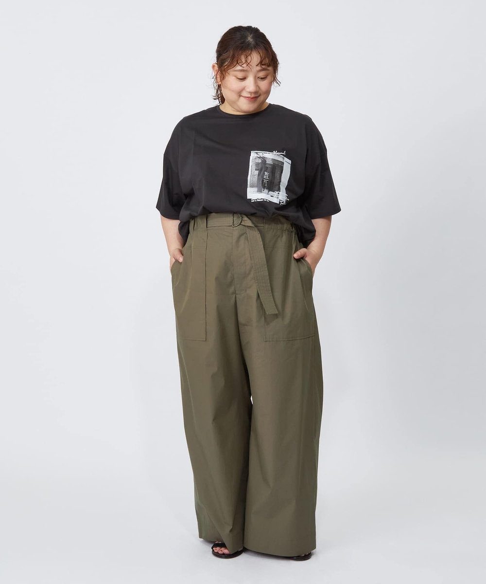 MOGA Lサイズ（大きいサイズ） 【大きいサイズ】ハイゲージ天竺フォトプリントTシャツ チャコールグレー