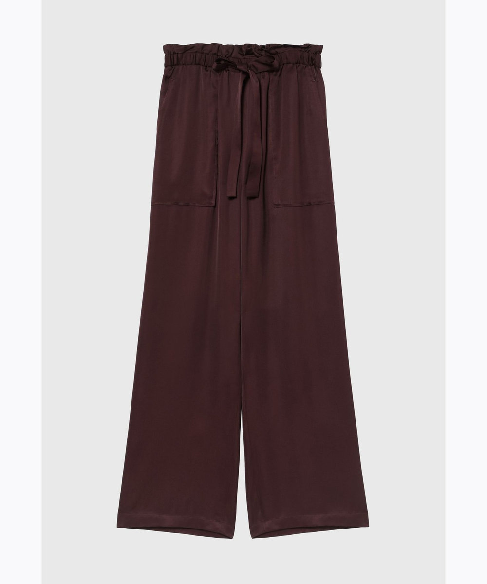 DÉPAREILLÉ VISCOSE SATIN GATHER PANTS / ヴィスコースサテンギャザーパンツ ボルドー
