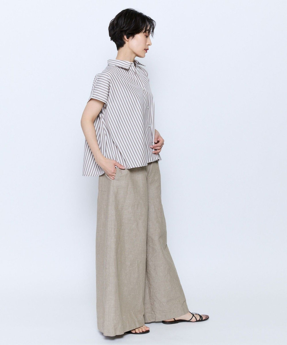 feerique feerique ヘンプコットンシャンブレーギャザーパンツ ベージュ