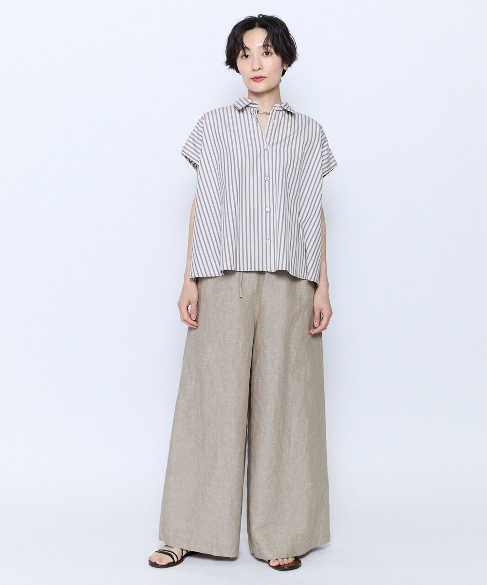 feerique feerique ヘンプコットンシャンブレーギャザーパンツ ベージュ