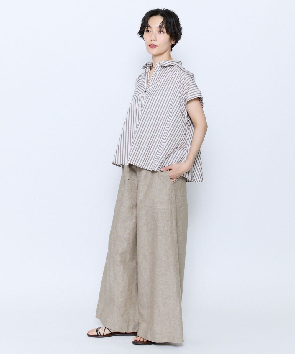 feerique feerique ヘンプコットンシャンブレーギャザーパンツ ベージュ