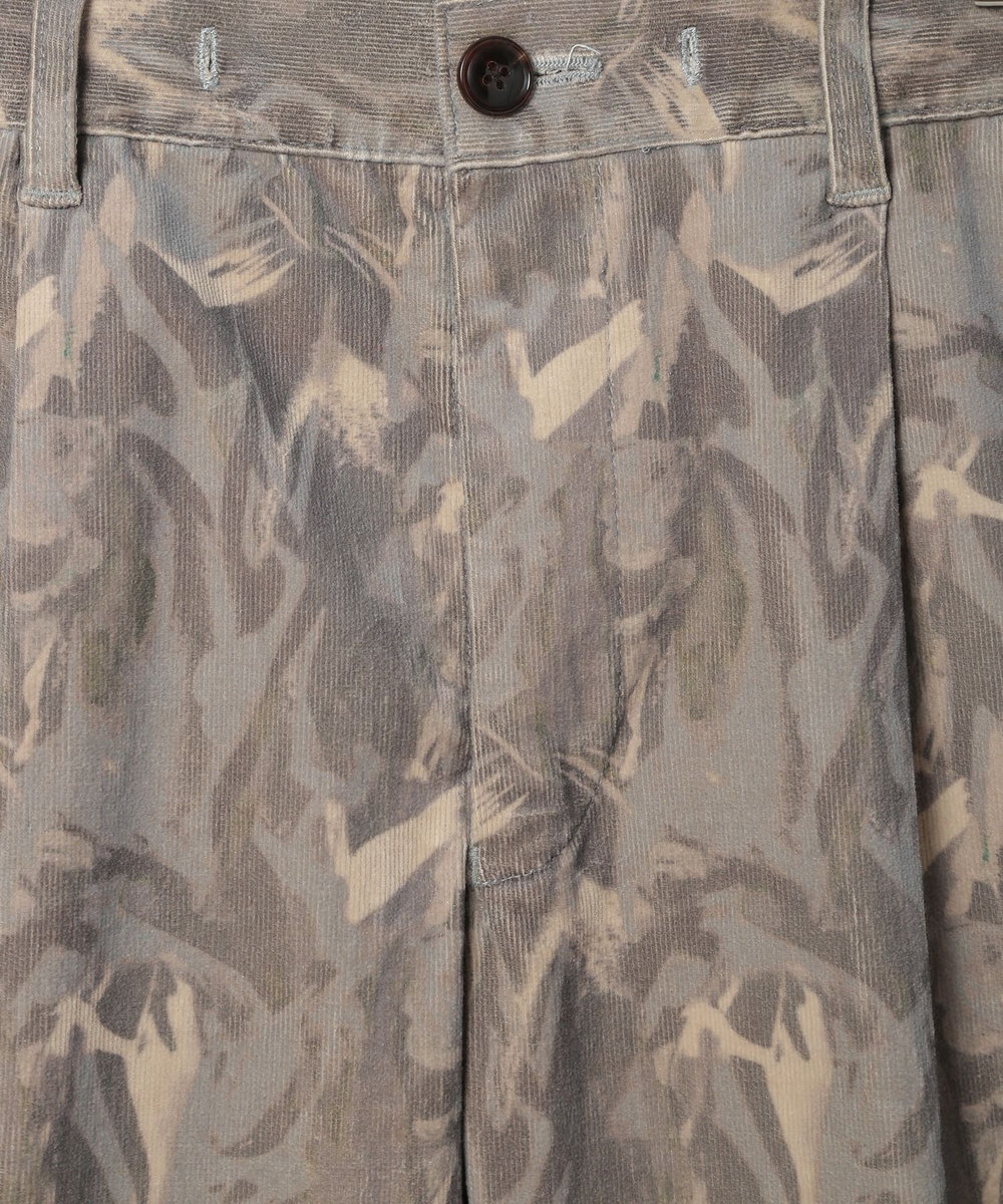 MEN'S BIGI ストレッチコーデュロイ プリントパンツ グレー