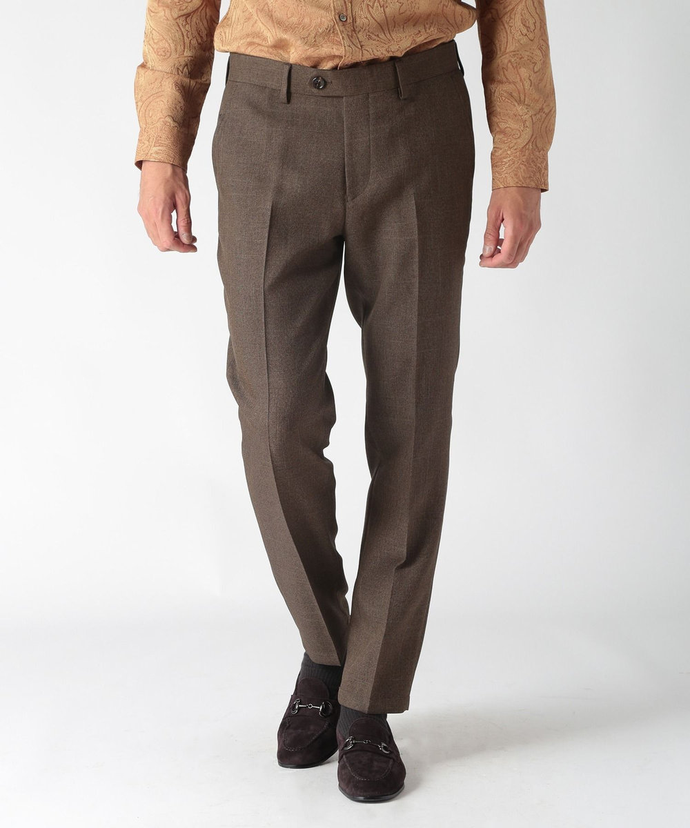 MEN'S BIGI ウール調メランジシャークパンツ ブラウン