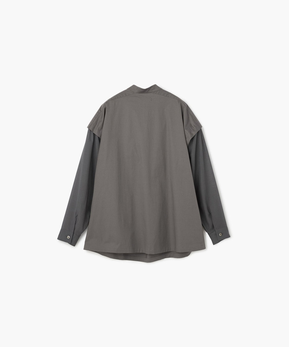endalence Rコットン×シアーウールプルオーバーブラウス グレー