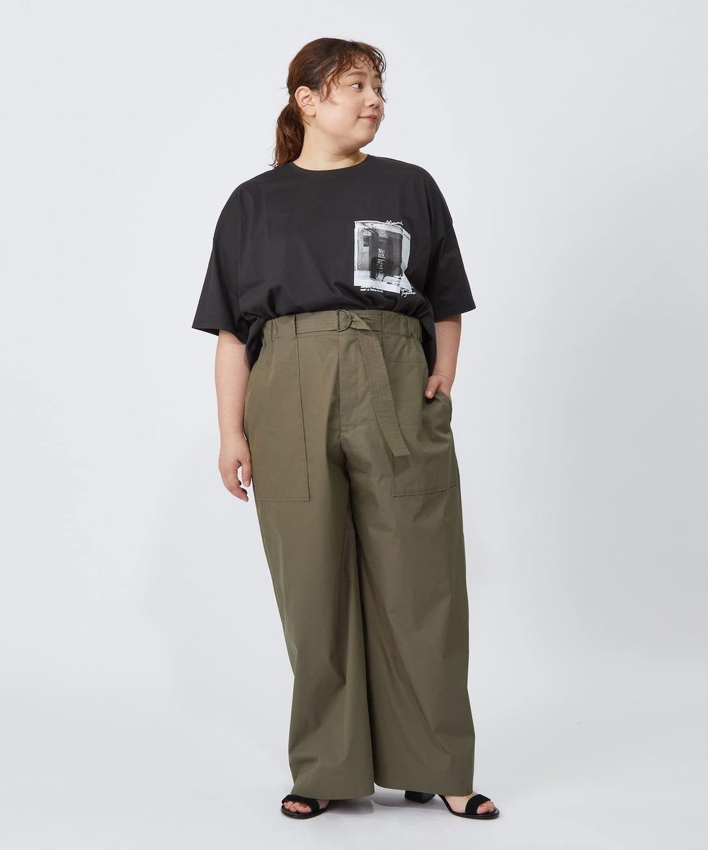 MOGA Lサイズ（大きいサイズ） 【大きいサイズ】ハイゲージ天竺フォトプリントTシャツ チャコールグレー