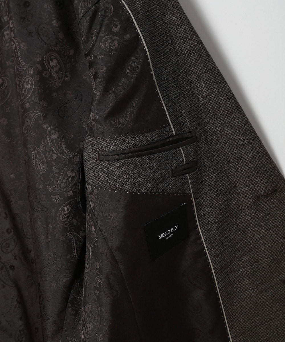 MEN'S BIGI ウールメランジ千鳥格子スーツ＜セットアップ＞ ブラウン