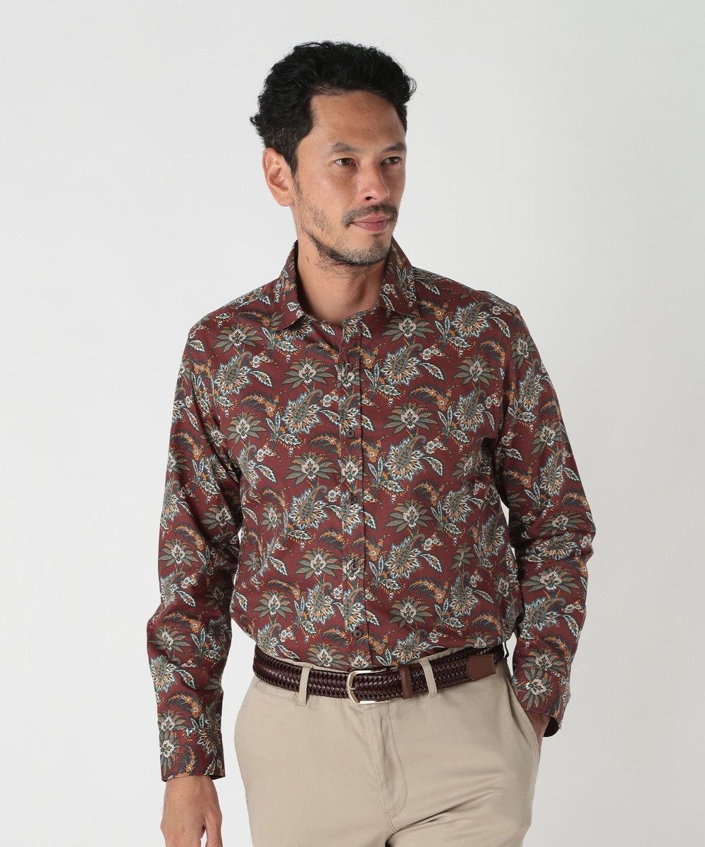 MEN'S BIGI 【LIBERTY/リバティー】リトールドプリントシャツ ボルドー