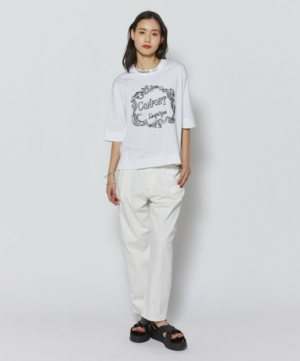 L'EQUIPE フレームロゴTシャツ ホワイト