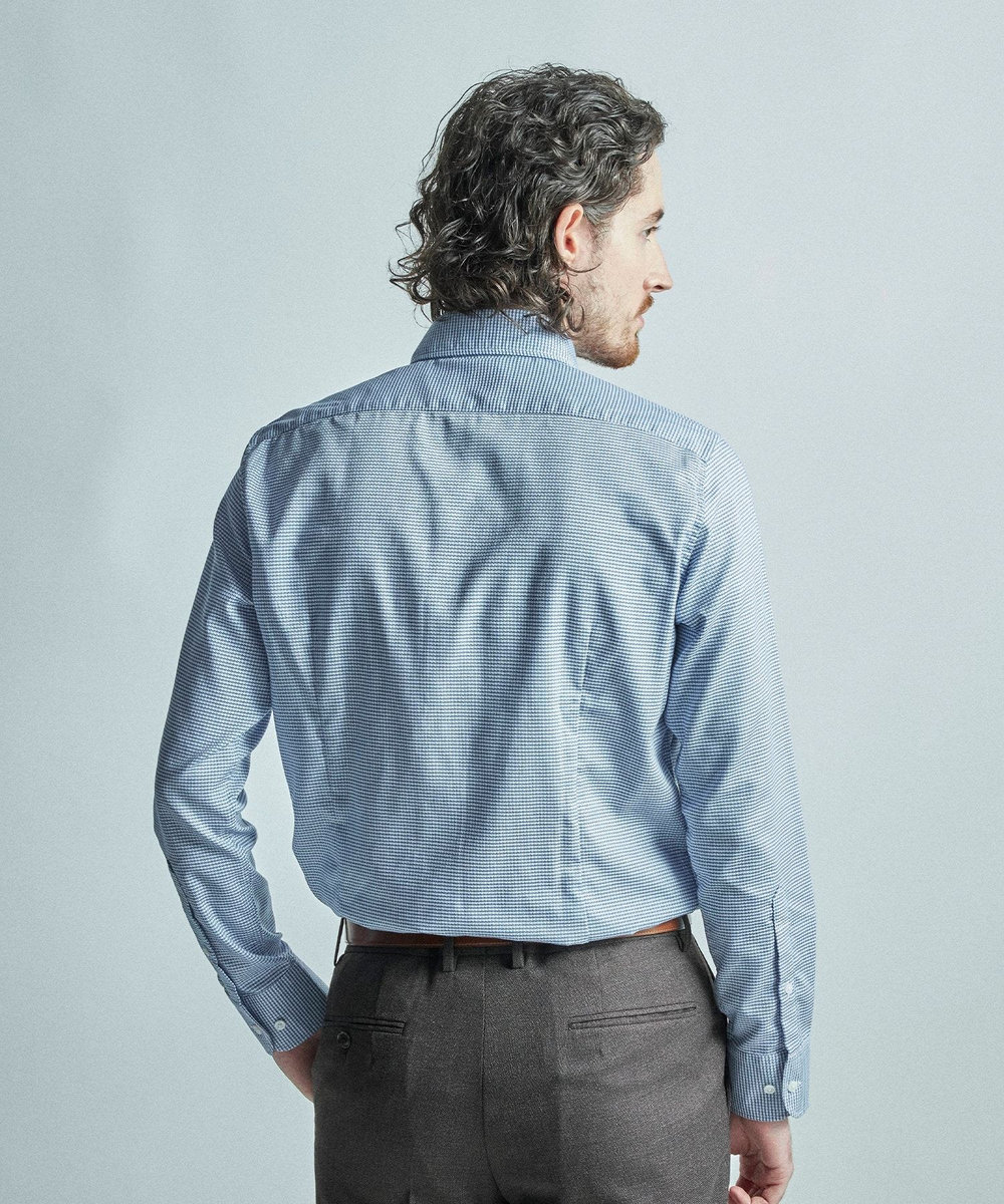 MEN'S BIGI コットンドビードレスシャツ ブルー