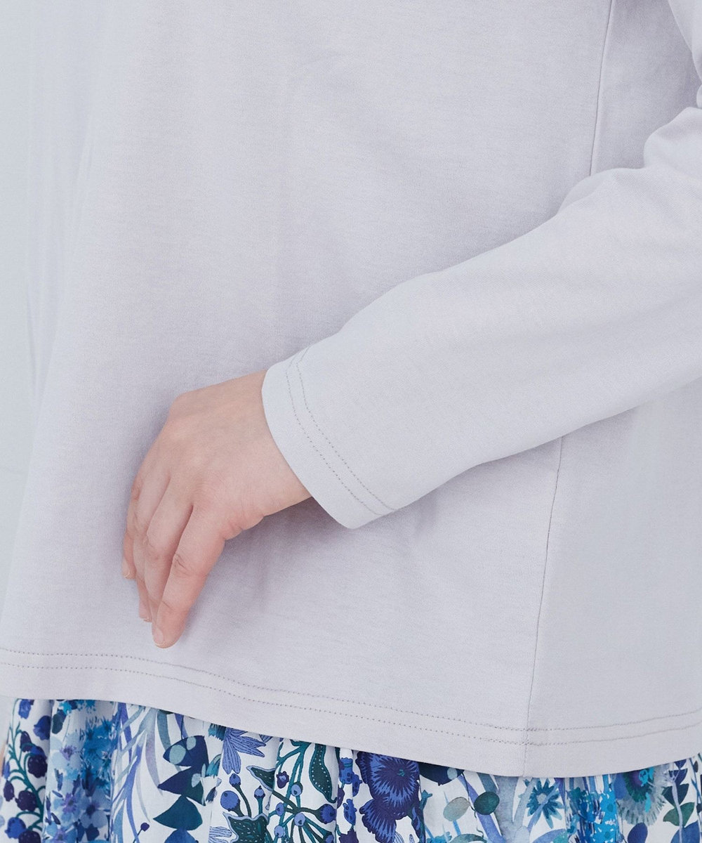 ADIEU TRISTESSE 刺繍入りロングスリーブＴシャツ グレー
