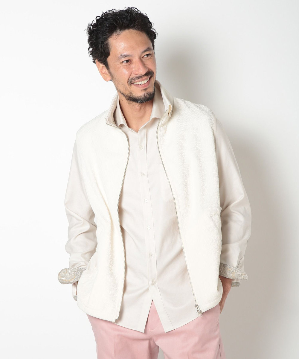 MEN'S BIGI フクレジャカードキルティングベスト ベージュ