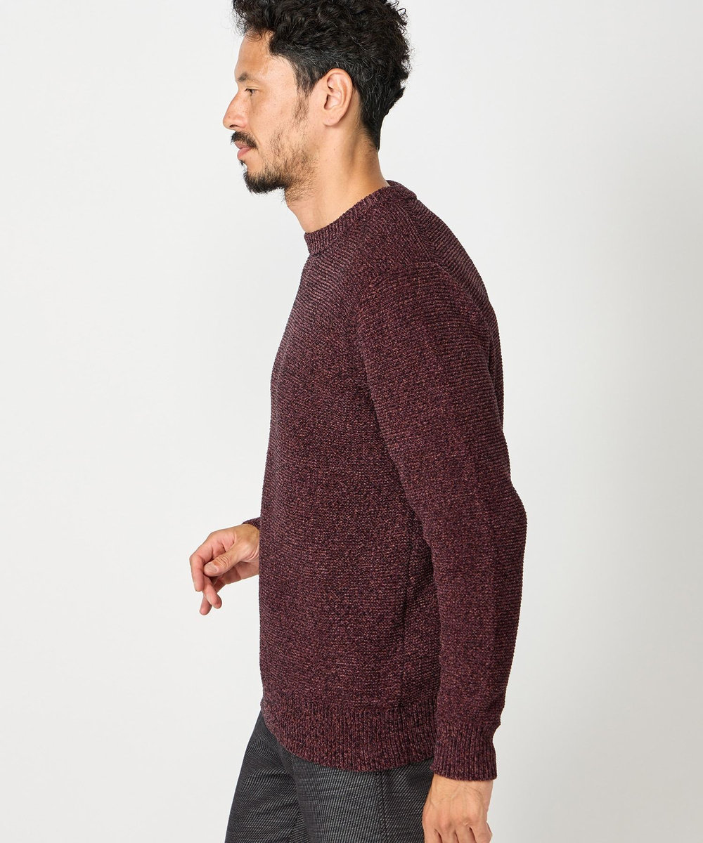 MEN'S BIGI 7G撚糸モールガーターニット ボルドー