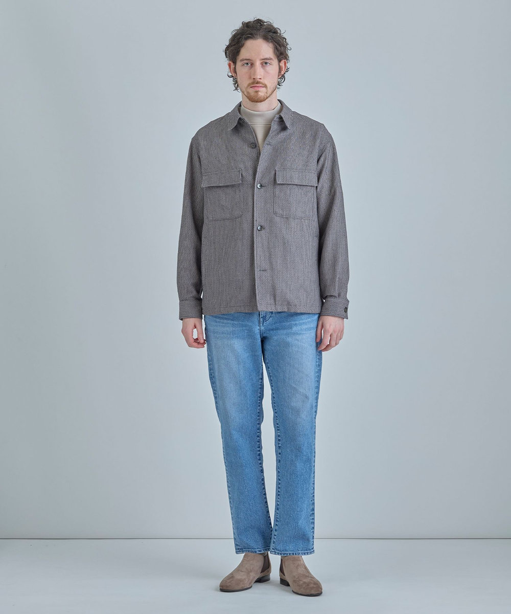 MEN'S BIGI ドビーミックスメランジ CPOシャツ グレー