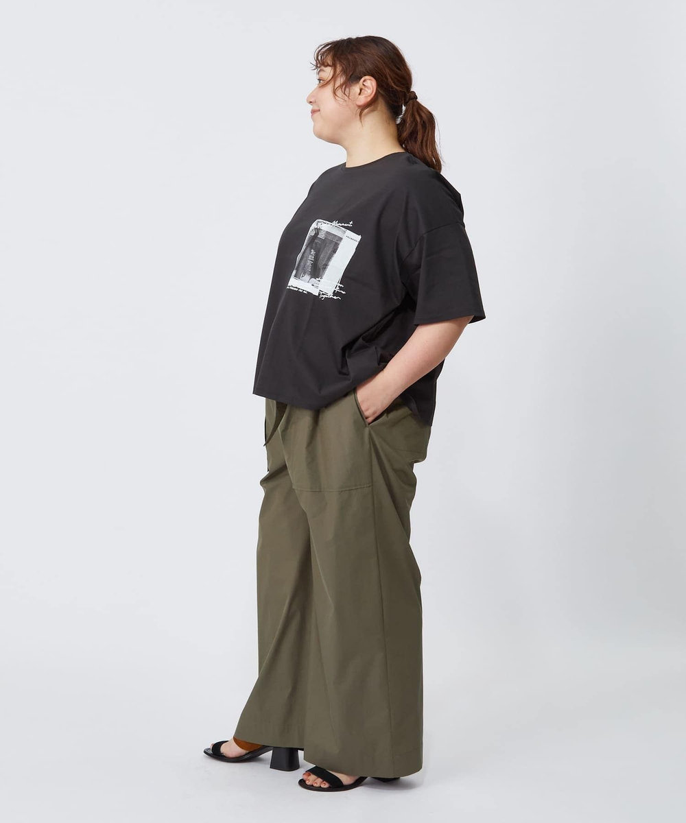 MOGA Lサイズ（大きいサイズ） 【大きいサイズ】ハイゲージ天竺フォトプリントTシャツ チャコールグレー