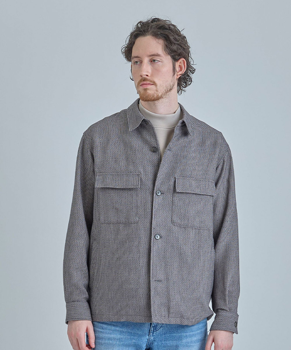 MEN'S BIGI ドビーミックスメランジ CPOシャツ グレー