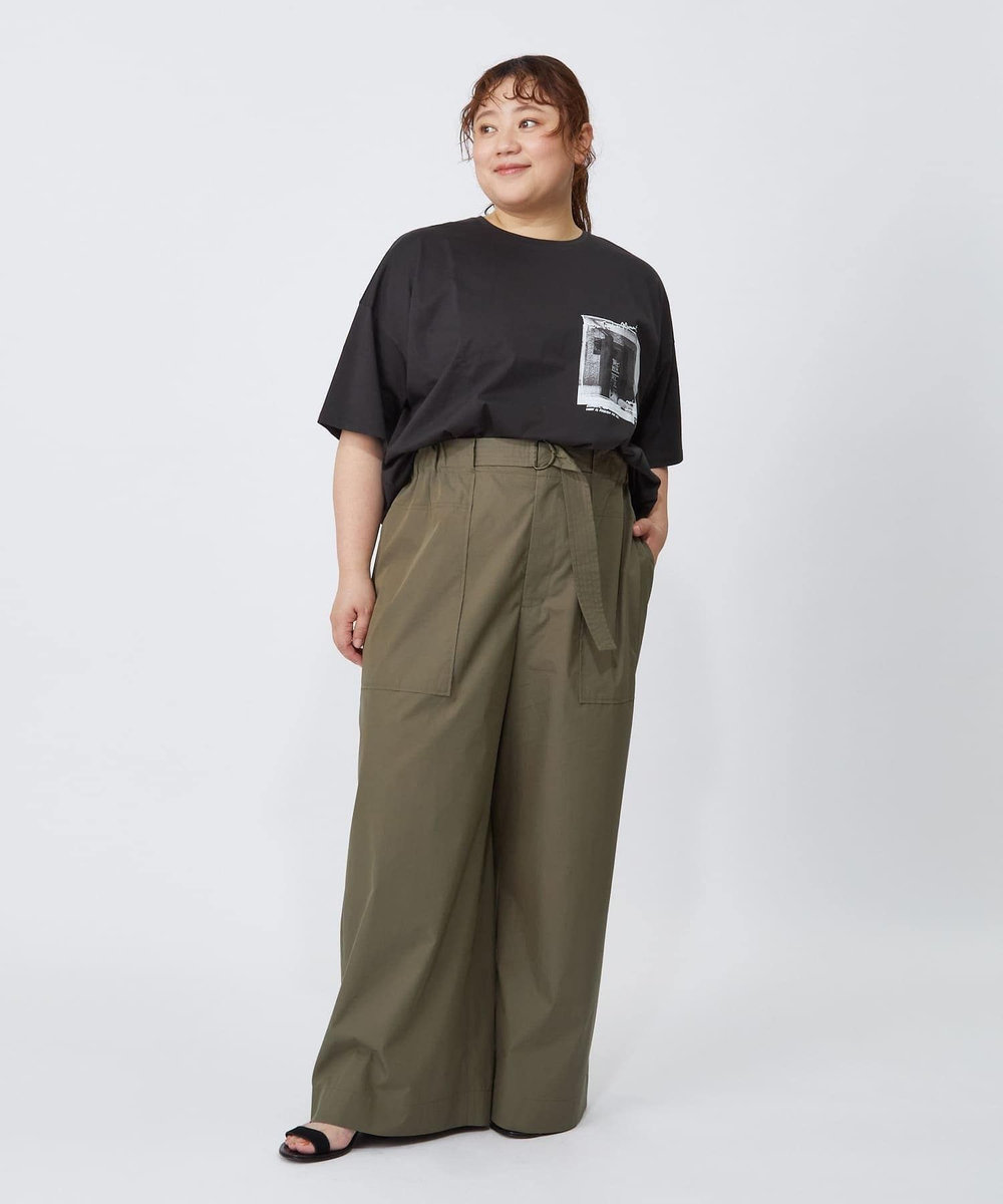 MOGA Lサイズ（大きいサイズ） 【大きいサイズ】ハイゲージ天竺フォトプリントTシャツ チャコールグレー