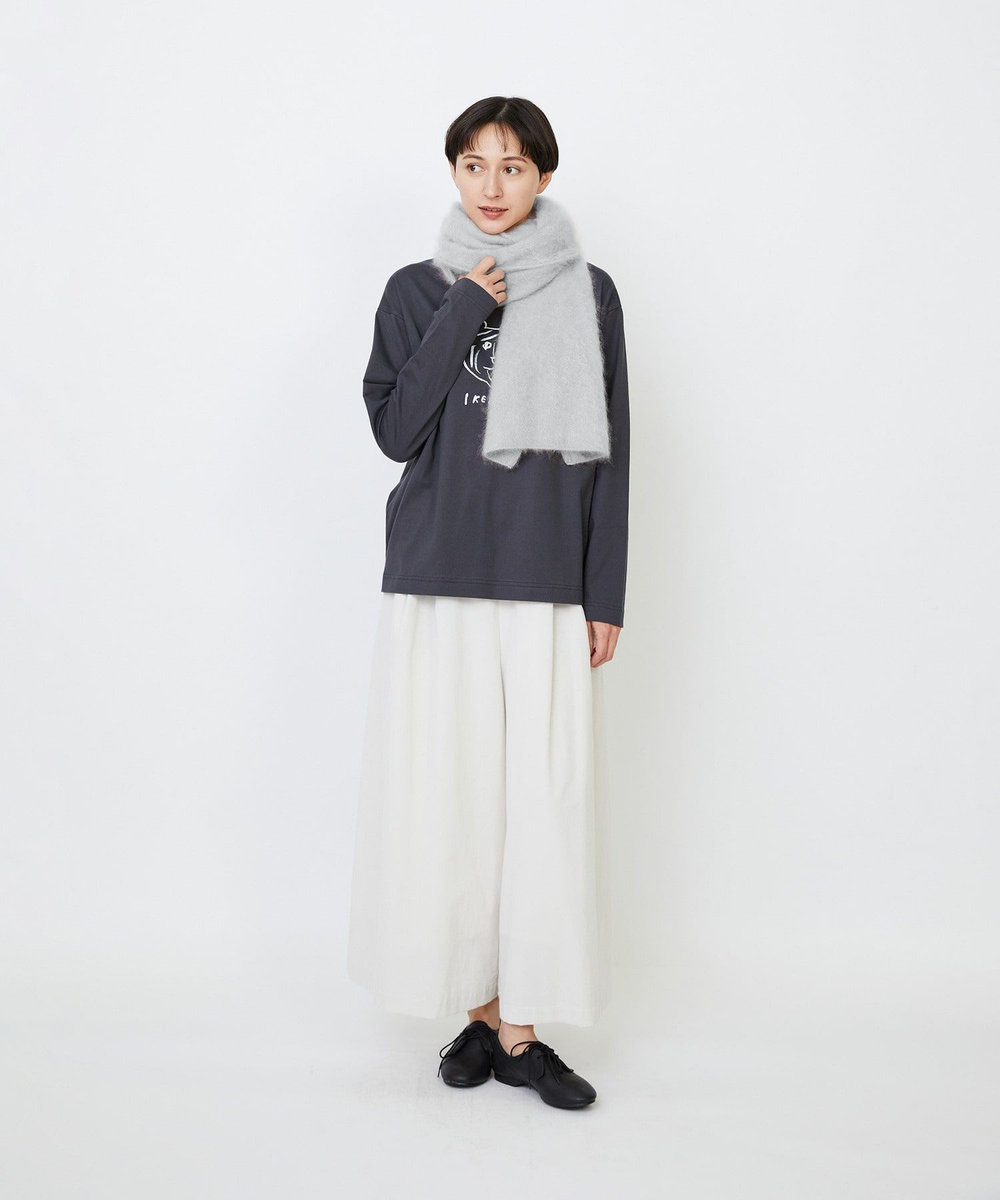 LOISIR カシミヤファー加工ストール グレー