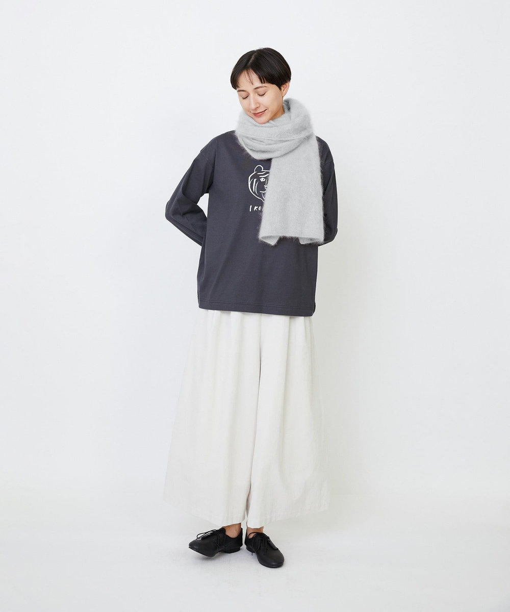 LOISIR カシミヤファー加工ストール グレー