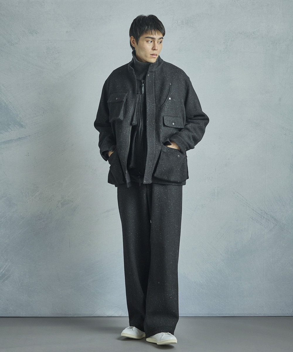 MEN'S BIGI 【50th Anniv . 菊池武夫】HARRIS TWEED COLOR NEP BLOUSON ブラック