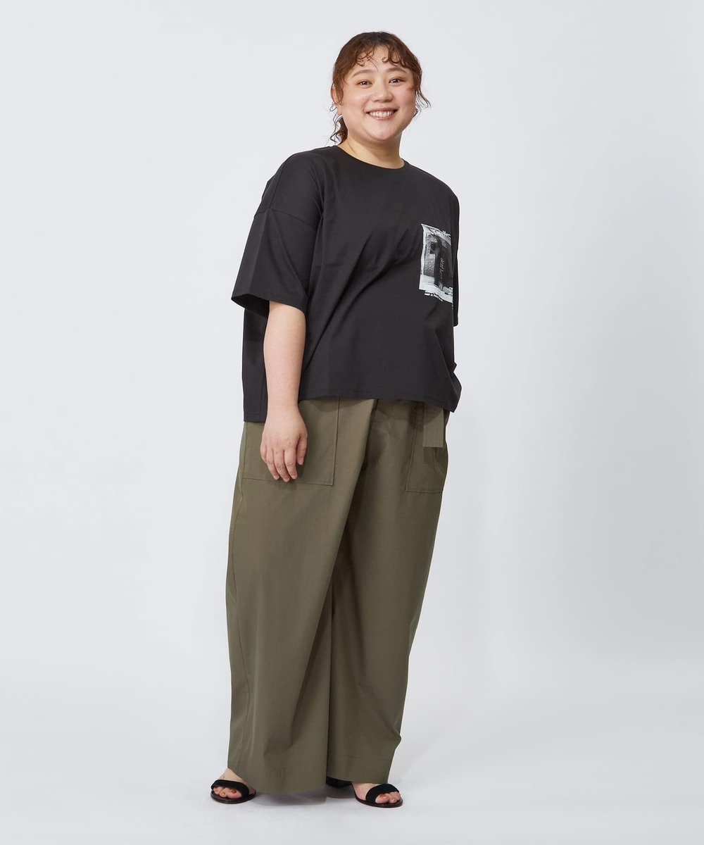 MOGA Lサイズ（大きいサイズ） 【大きいサイズ】ハイゲージ天竺フォトプリントTシャツ チャコールグレー