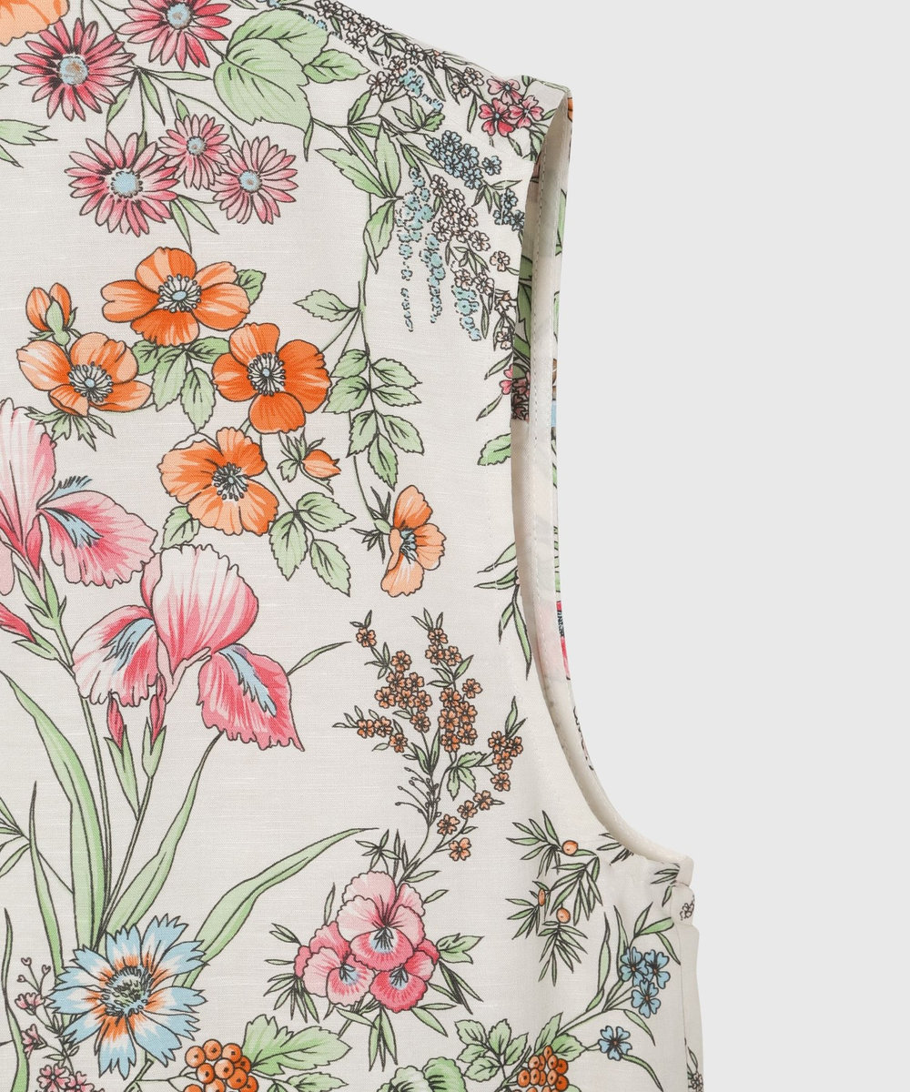 DÉPAREILLÉ LINEN COTTON FLOWER PRINT DRESS / リネンコットンフラワープリントドレス ベージュ
