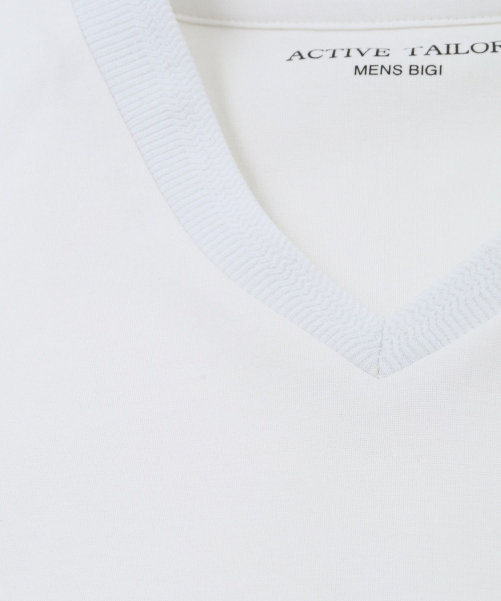 MEN'S BIGI 【ACTIVE TAILOR】シルケットスムースVネックTシャツ ホワイト
