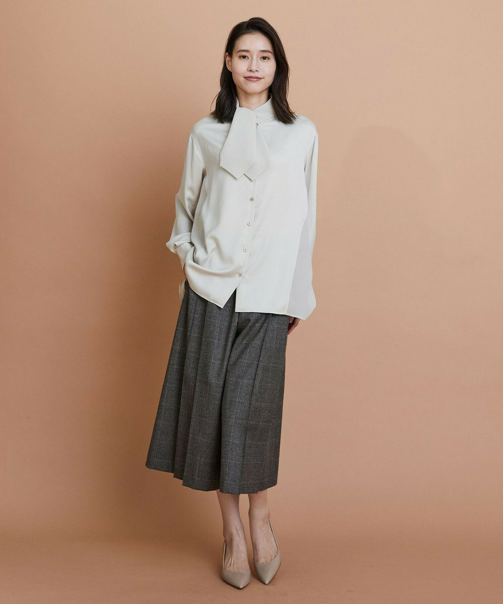 L'EQUIPE クレープサテン＆シフォンブラウス ベージュ