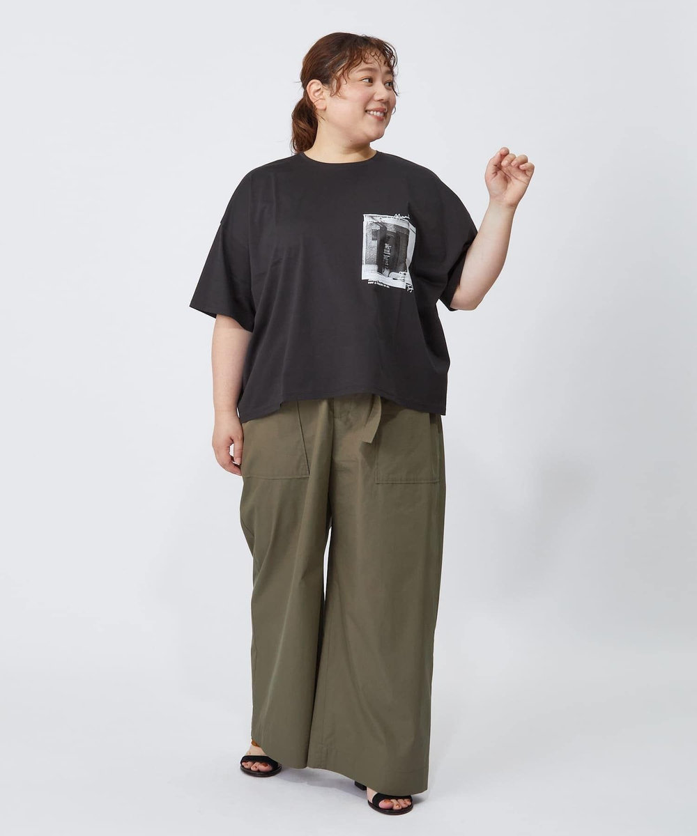 MOGA Lサイズ（大きいサイズ） 【大きいサイズ】ハイゲージ天竺フォトプリントTシャツ チャコールグレー