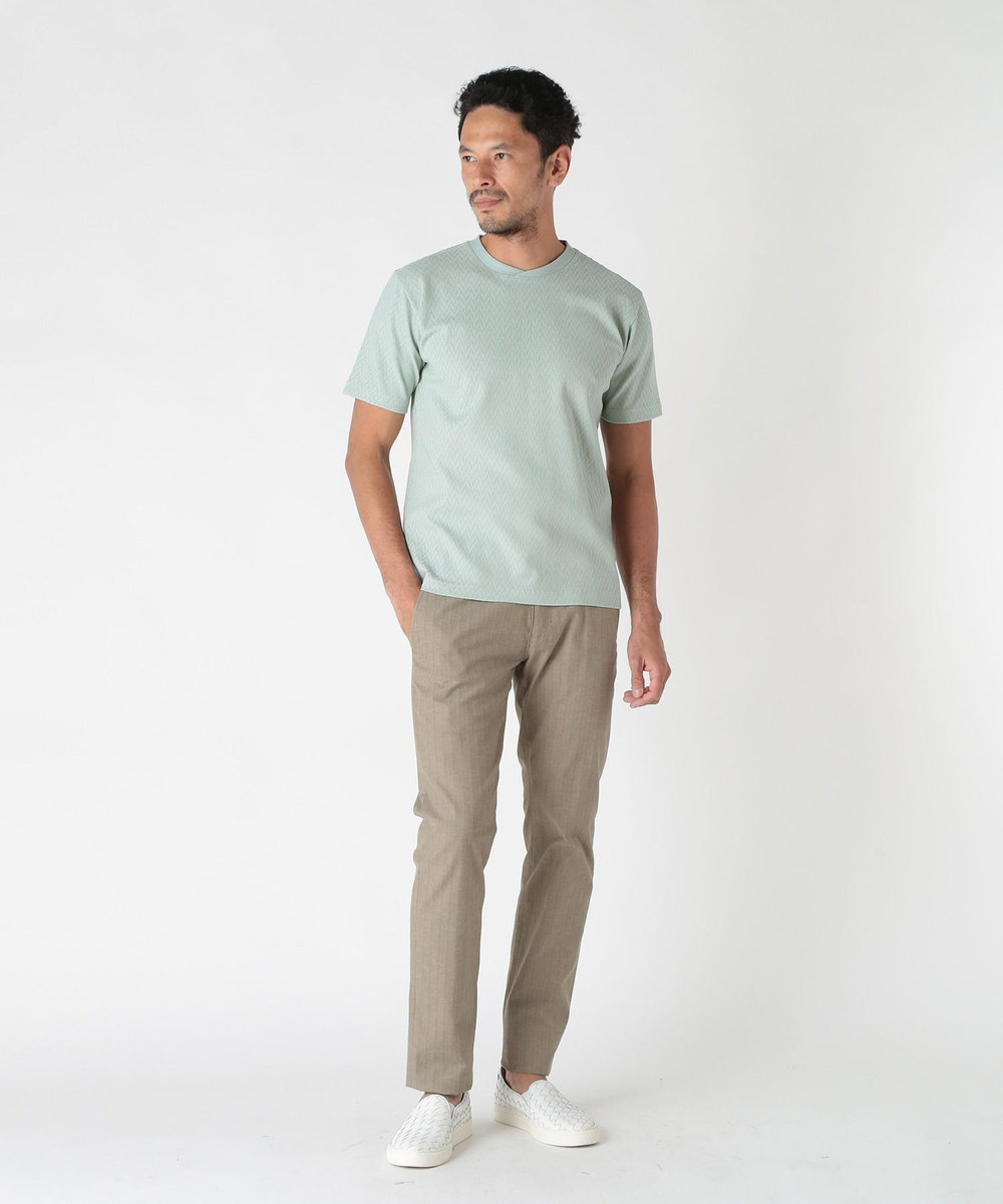 MEN'S BIGI ＜ON/OFF兼用＞シャドーヘリンボーンストレッチパンツ ベージュ
