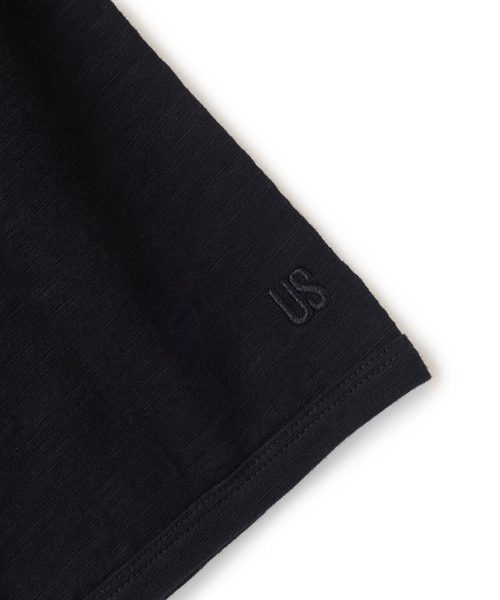 UNION STATION スラブ天竺袖刺繍Tシャツ ブラック