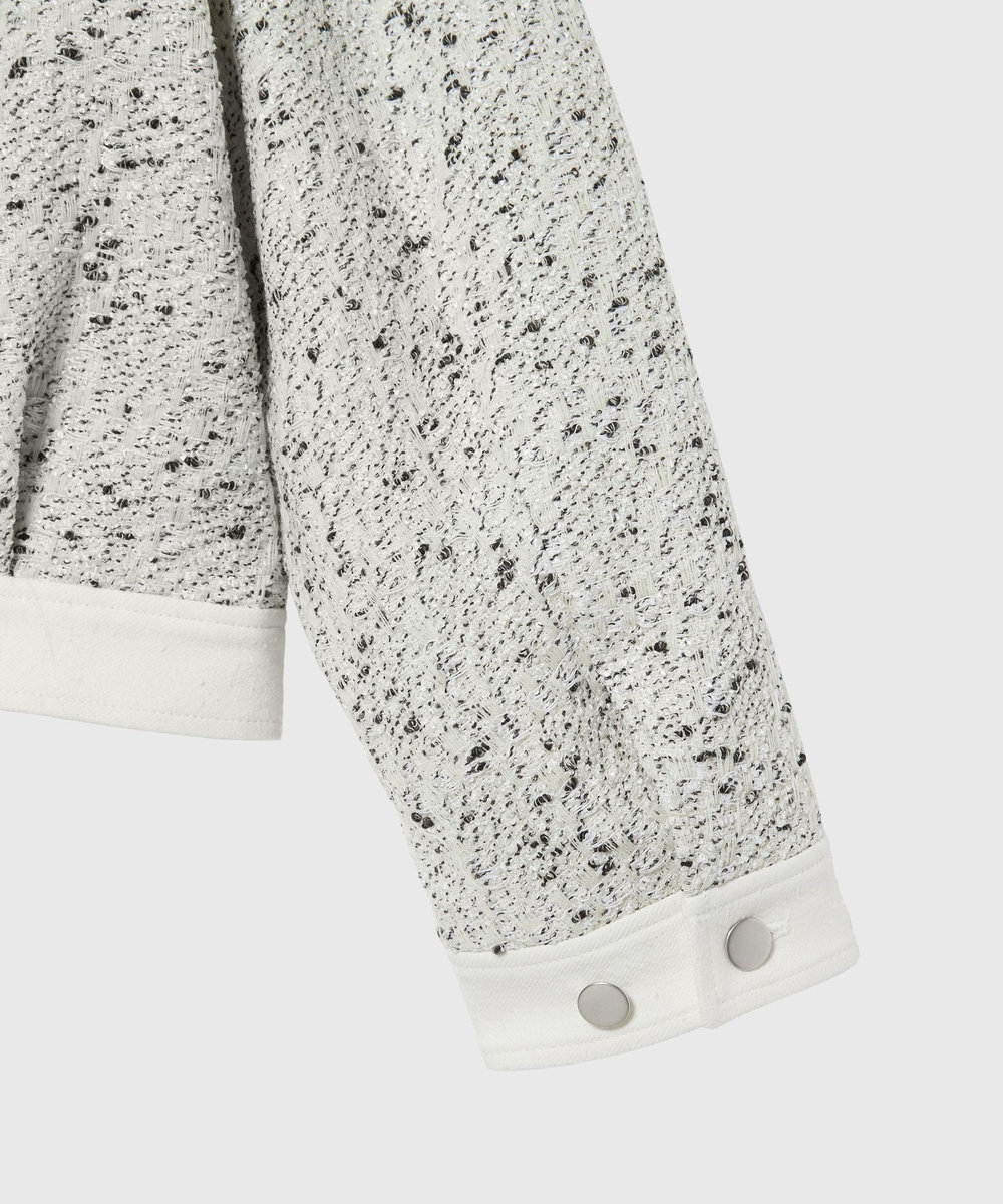 DÉPAREILLÉ NEP TWEED NO COLLAR JACKET / ネップツィードノーカラージャケット オフホワイト