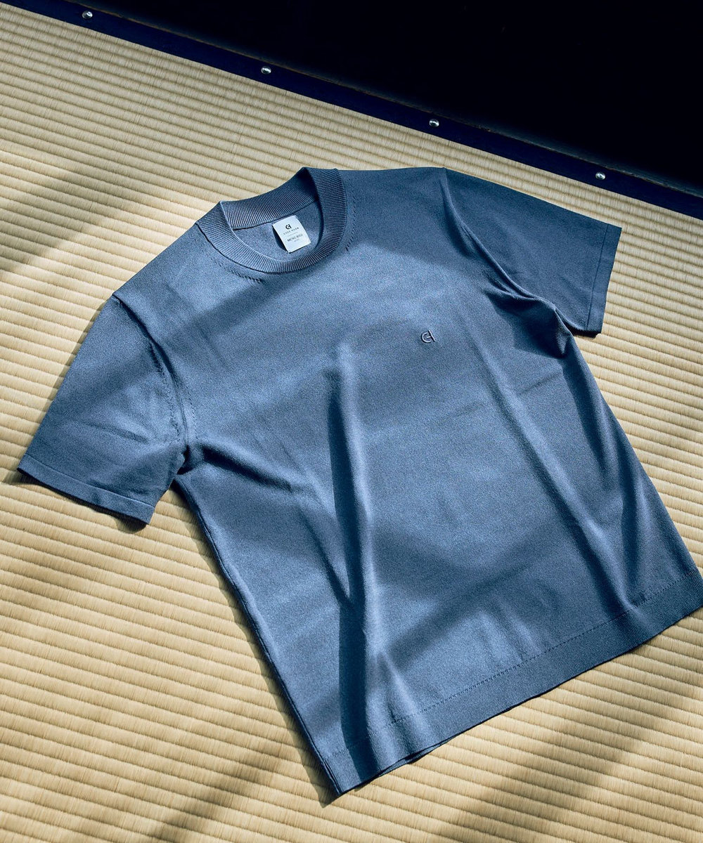MEN'S BIGI 【COLE HAAN/コール ハーン】別注 ロゴ刺繍ニット半袖Tシャツ＜持続冷感＞ グレー