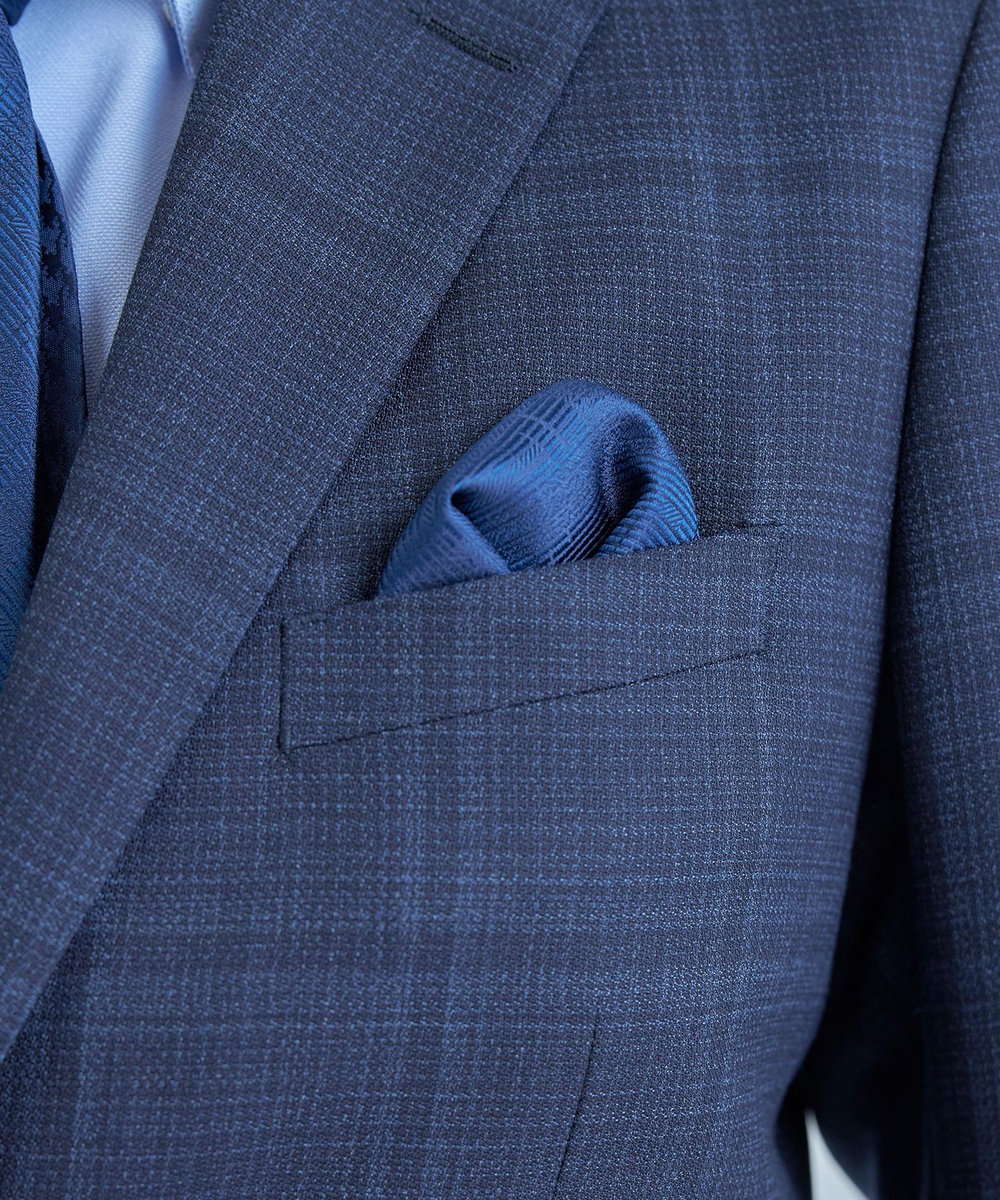 MEN'S BIGI ジオメトリック柄シルクチーフ ネイビー