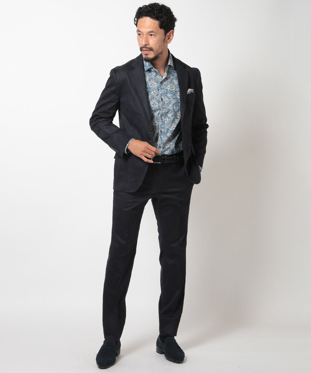 MEN'S BIGI ストレッチコマスエードスラックスパンツ＜セットアップ対応＞ ネイビー