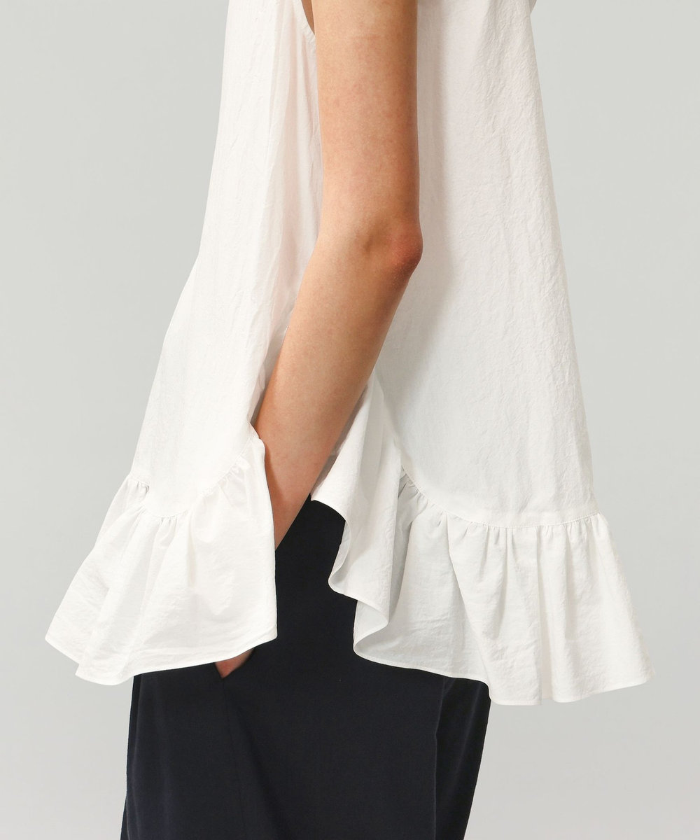 DÉPAREILLÉ COTTON RUFFLE HEM SLEEVELESS BLOUSE / コットンラッフルヘムスリーブブラウス オフホワイト