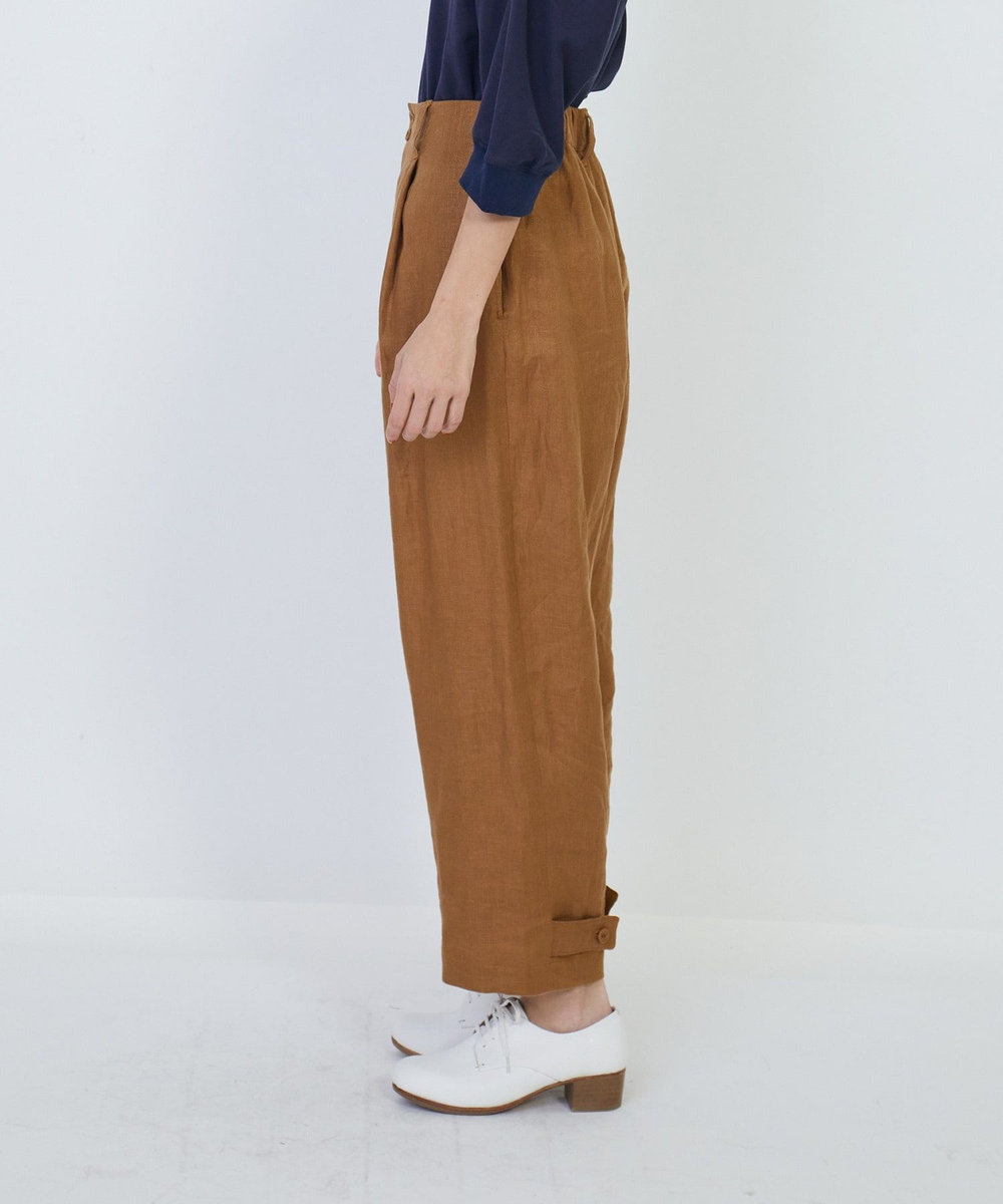 LOISIR リネンツイルアジャスター付きパンツ キャメル
