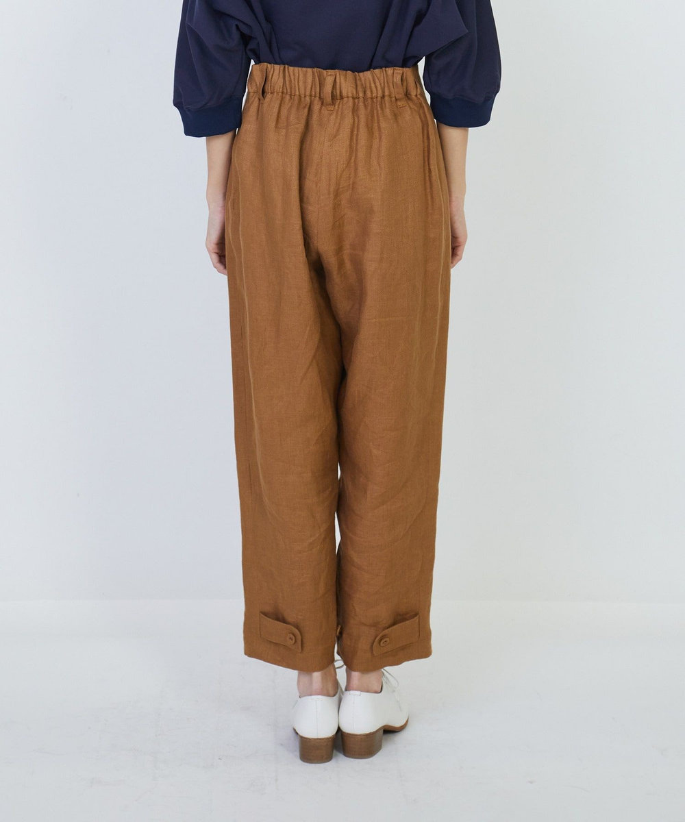 LOISIR リネンツイルアジャスター付きパンツ キャメル
