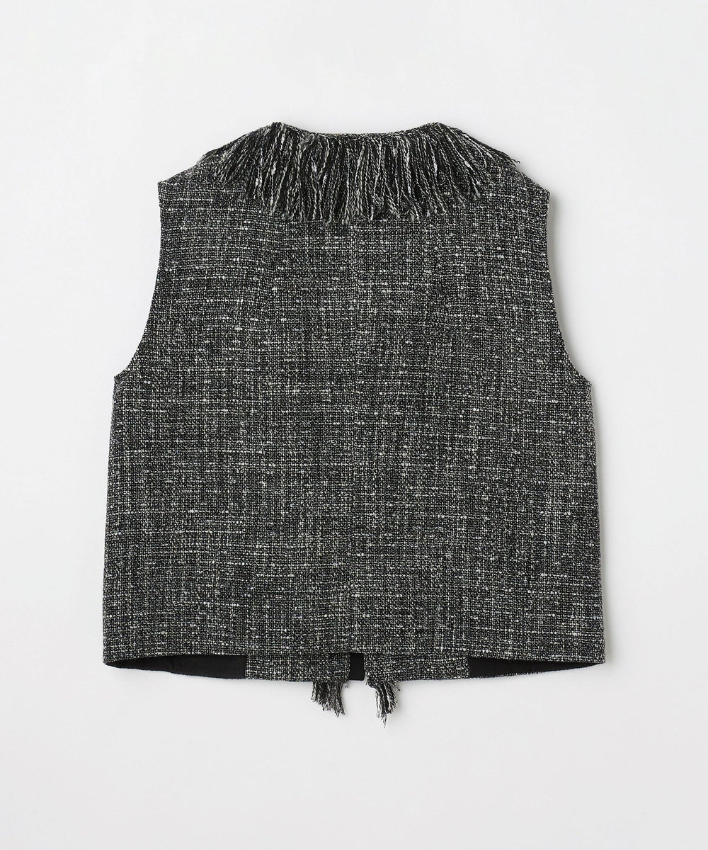 DÉPAREILLÉ LAME TWEED FRINGE GILET / ラメツィードフリンジジレ ブラック