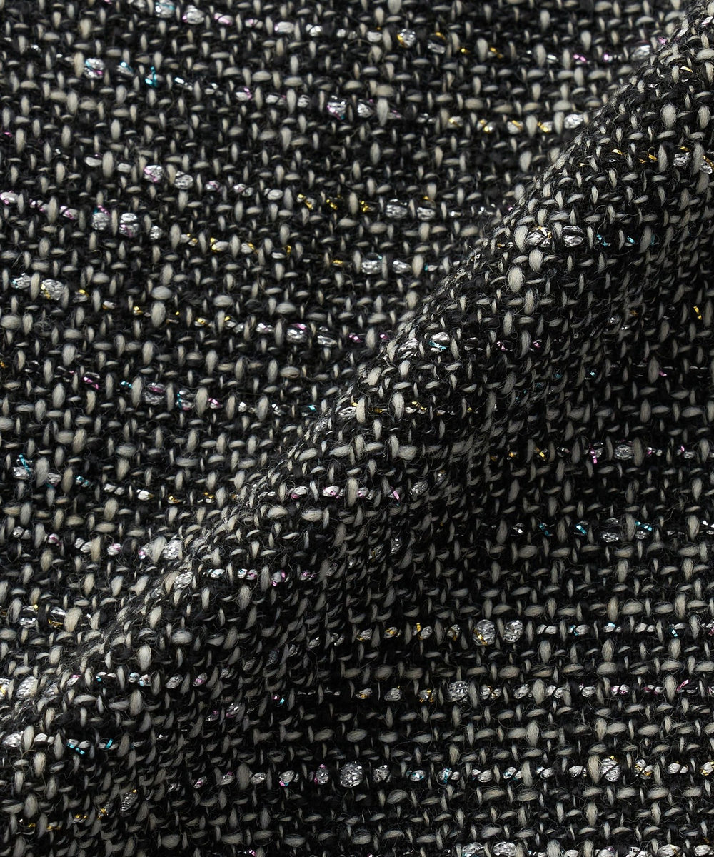 DÉPAREILLÉ LAME TWEED FRINGE GILET / ラメツィードフリンジジレ ブラック